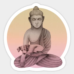 Buddha with dog 5 Sticker